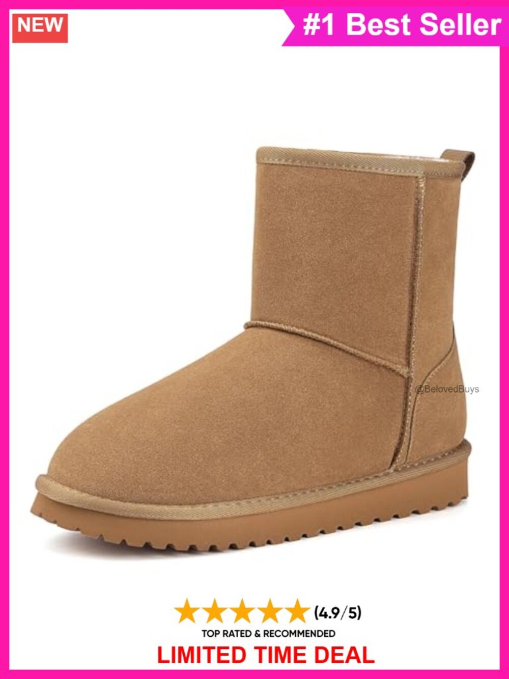 Suede Winter Snow Boots Faux Fur Lined Waterproof Ankle Platform Mini